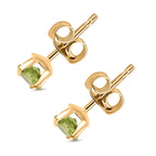 Peridot Solitaire Stud Push Back Earring in Yellow Gold Plated Sterling Silver 1.07 Ct.