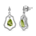 Hebei Peridot Solitaire Earrings in Sterling Silver 1.49 Ct.