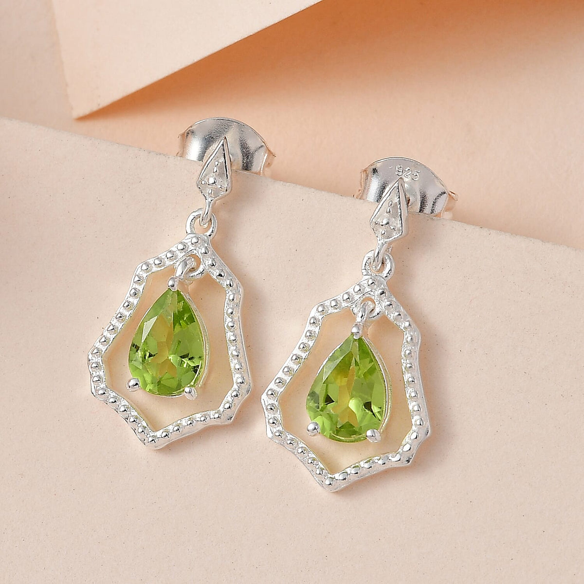 Hebei Peridot Solitaire Earrings in Sterling Silver 1.49 Ct. 7548601 2