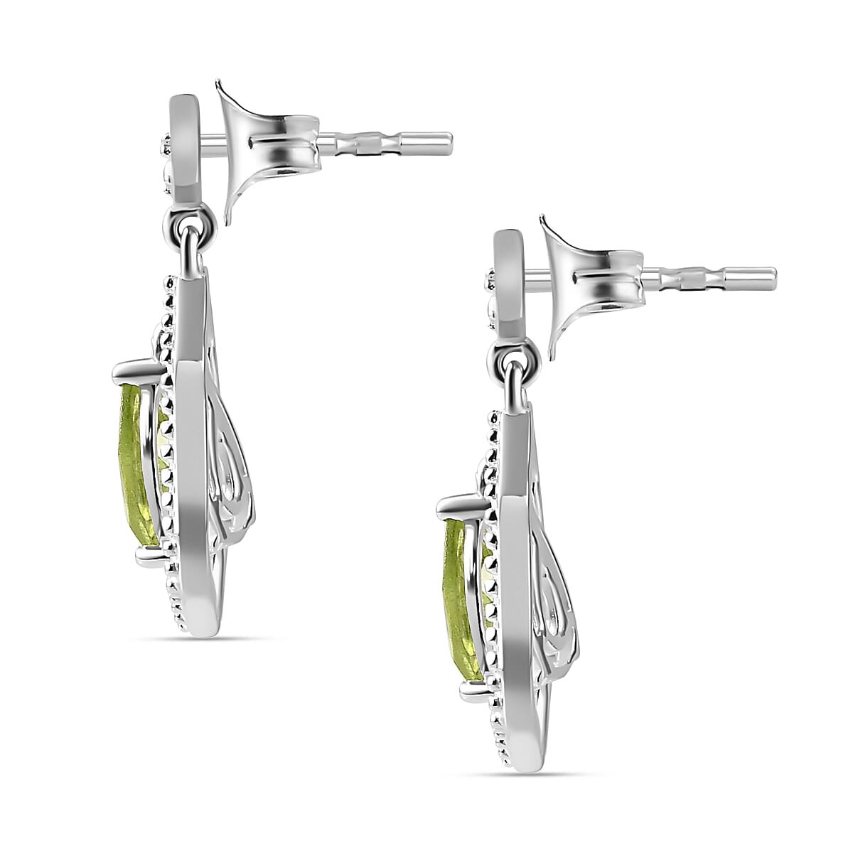 Hebei Peridot Solitaire Earrings in Sterling Silver 1.49 Ct. 7548601 4