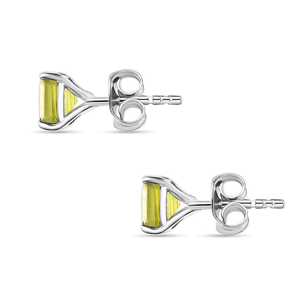 Hebei Peridot Solitaire Stud Earrings in Platinum Overlay Sterling Silver 1.33 Ct