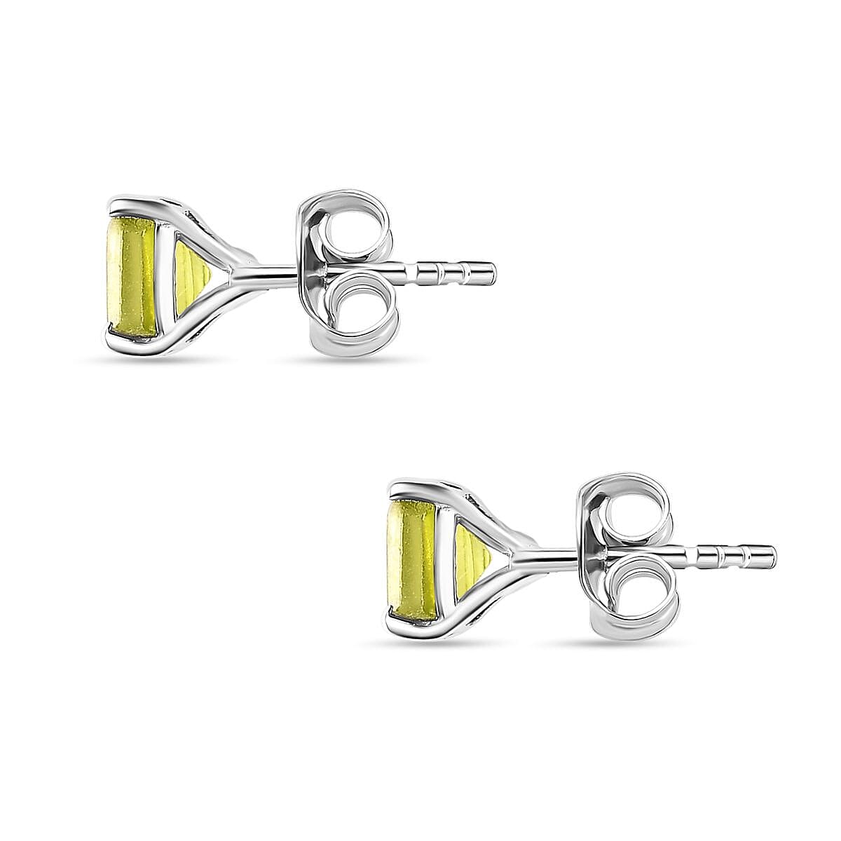 Hebei Peridot Solitaire Stud Earrings in Platinum Overlay Sterling Silver 1.33 Ct 7577575 4