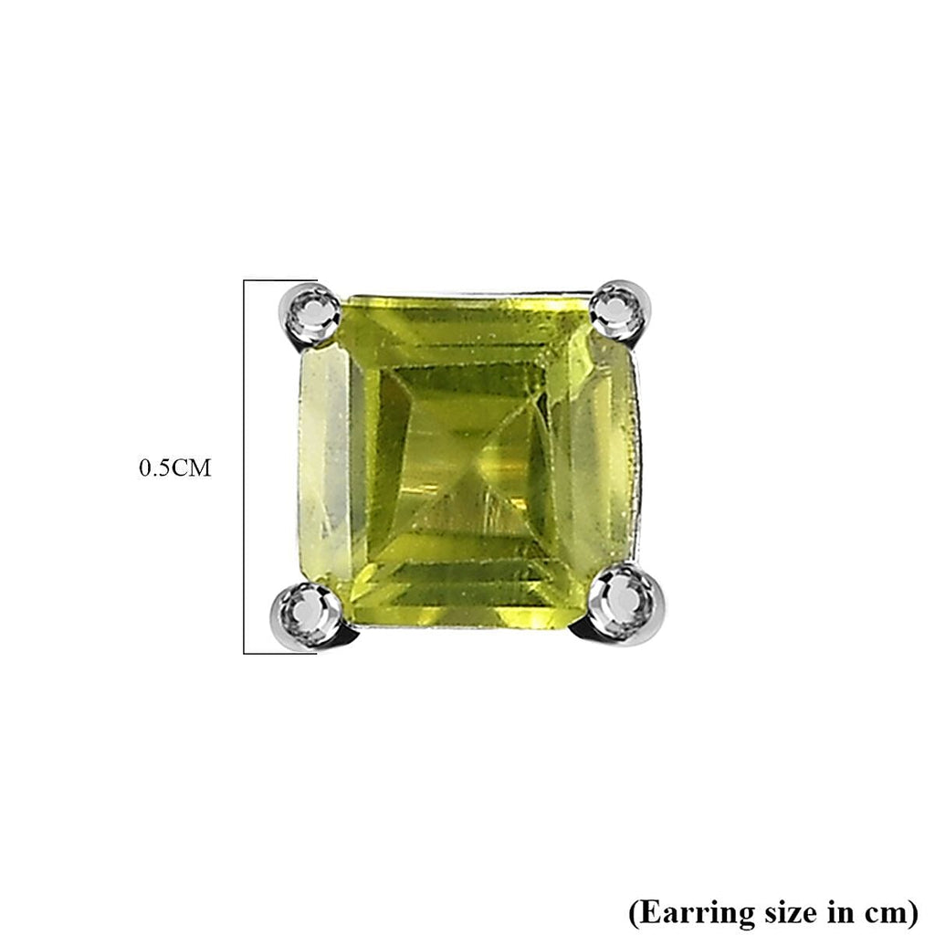 Hebei Peridot Solitaire Stud Earrings in Platinum Overlay Sterling Silver 1.33 Ct