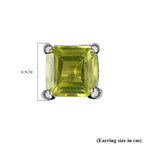 Hebei Peridot Solitaire Stud Earrings in Platinum Overlay Sterling Silver 1.33 Ct