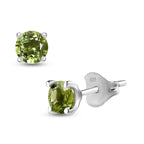 Hebei Peridot Solitaire Stud Earrings in Platinum Overlay Sterling Silver