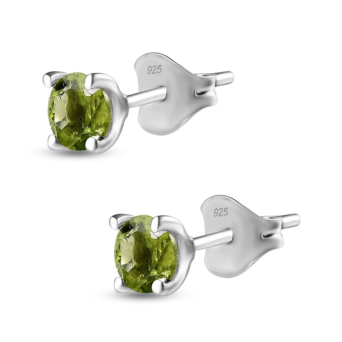 Hebei Peridot Solitaire Stud Earrings in Platinum Overlay Sterling Silver 7746235 4