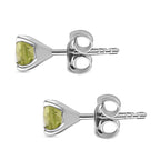 Hebei Peridot Solitaire Stud Earrings in Platinum Overlay Sterling Silver