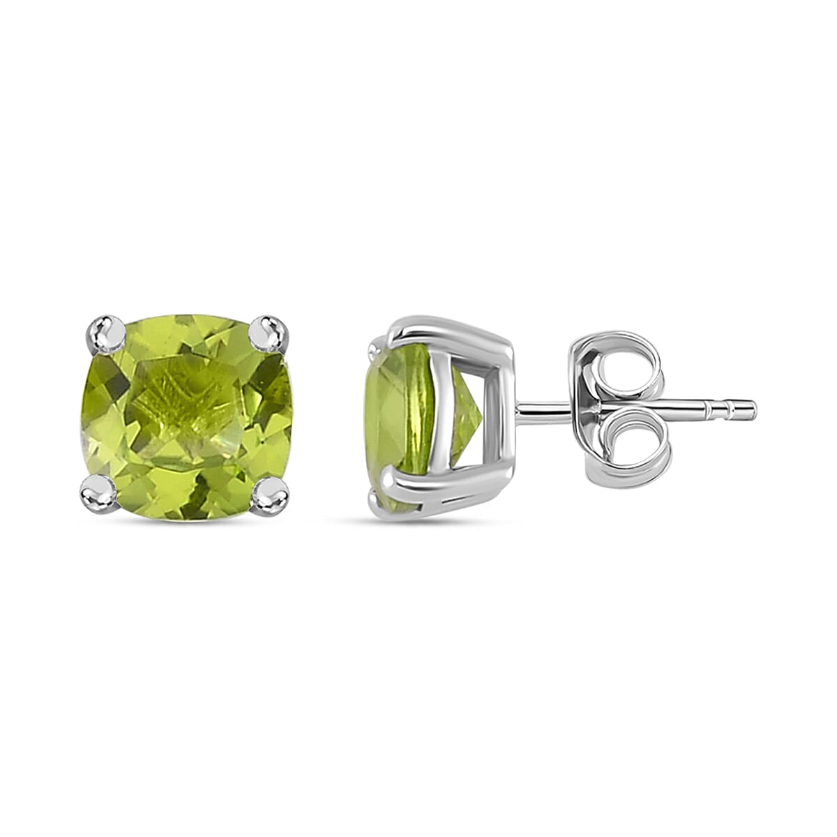 Natural Hebei Peridot Solitaire Earrings in Rhodium Overlay Sterling Silver 3.10 Ct. 7807841 0