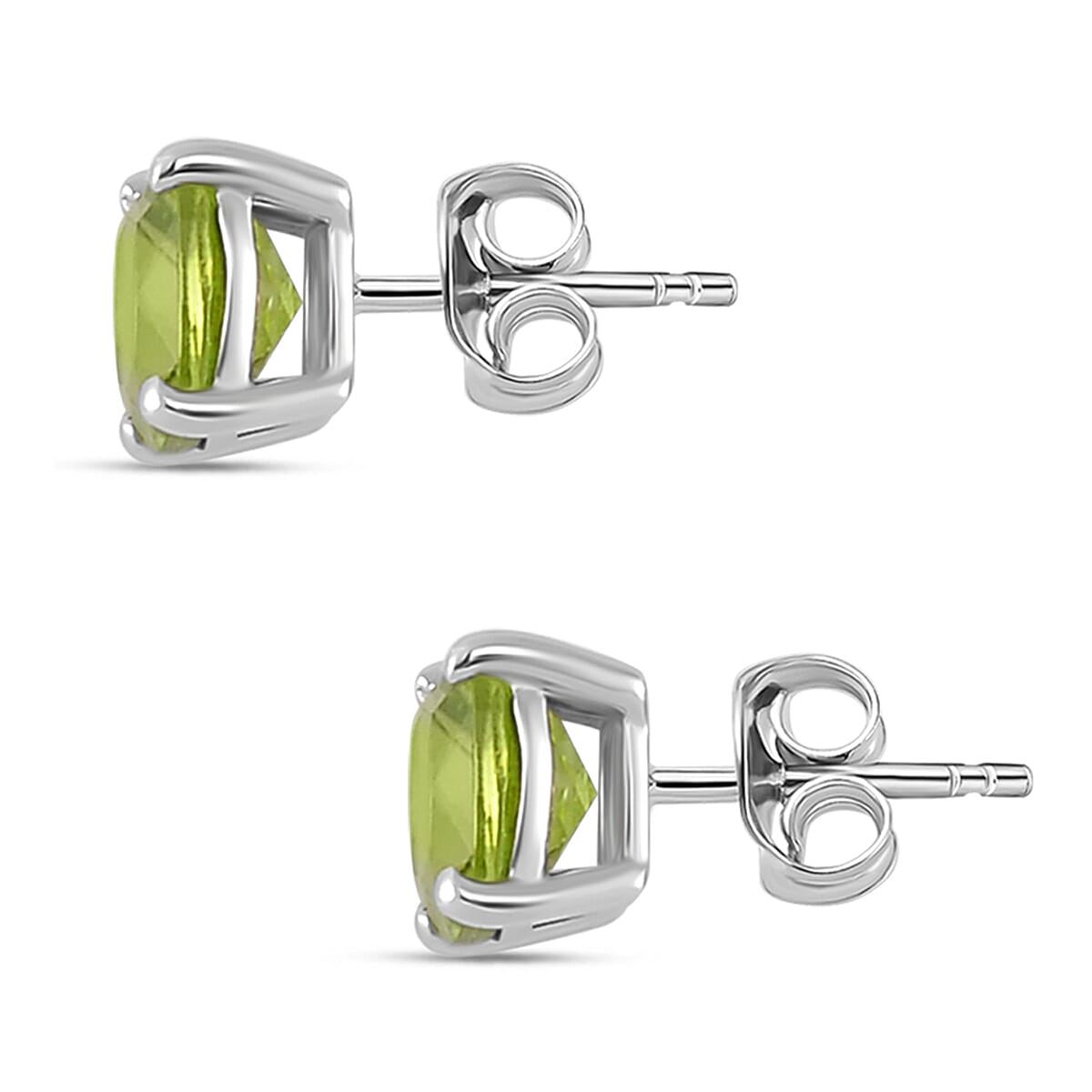 Natural Hebei Peridot Solitaire Earrings in Rhodium Overlay Sterling Silver 3.10 Ct. 7807841 3