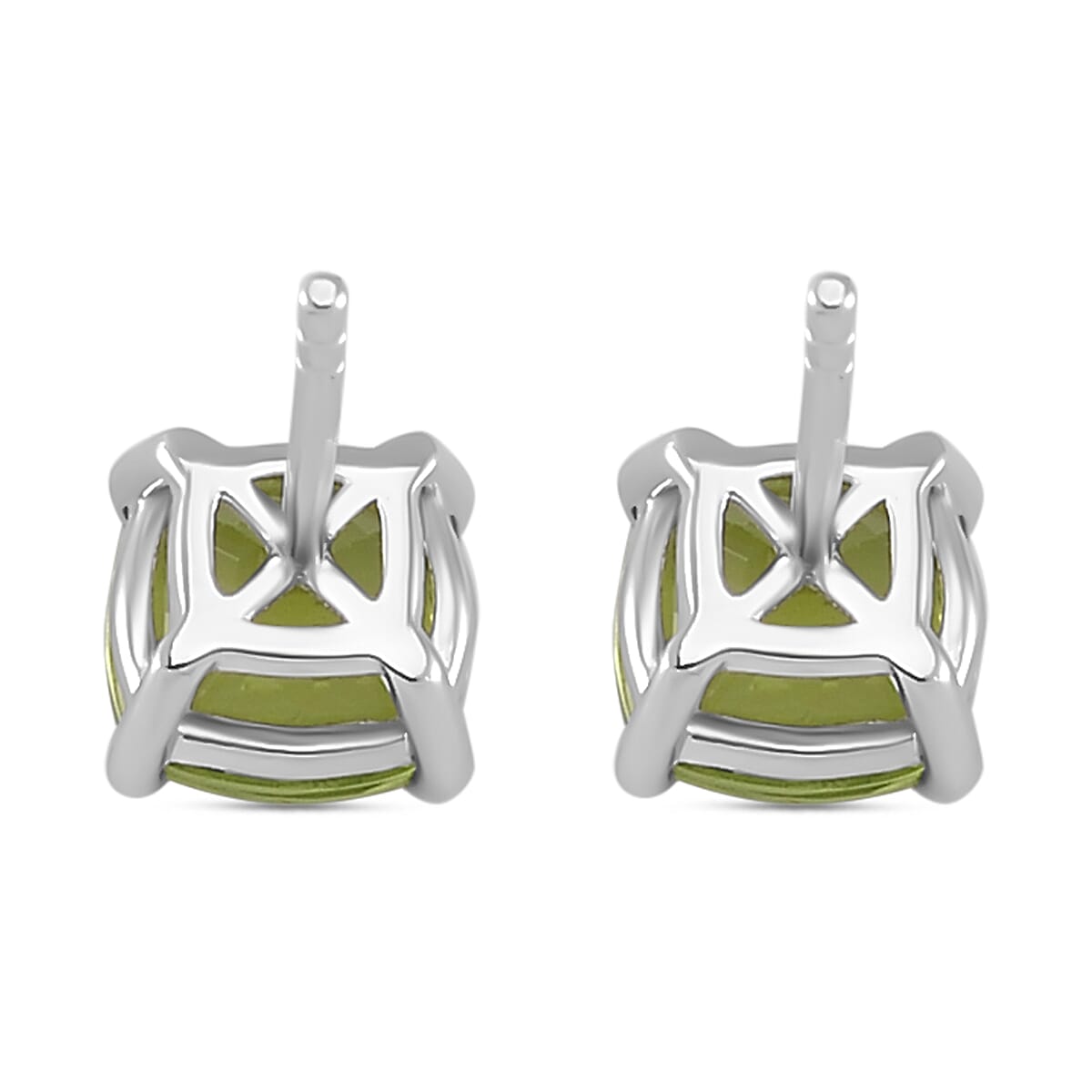Natural Hebei Peridot Solitaire Earrings in Rhodium Overlay Sterling Silver 3.10 Ct. 7807841 4