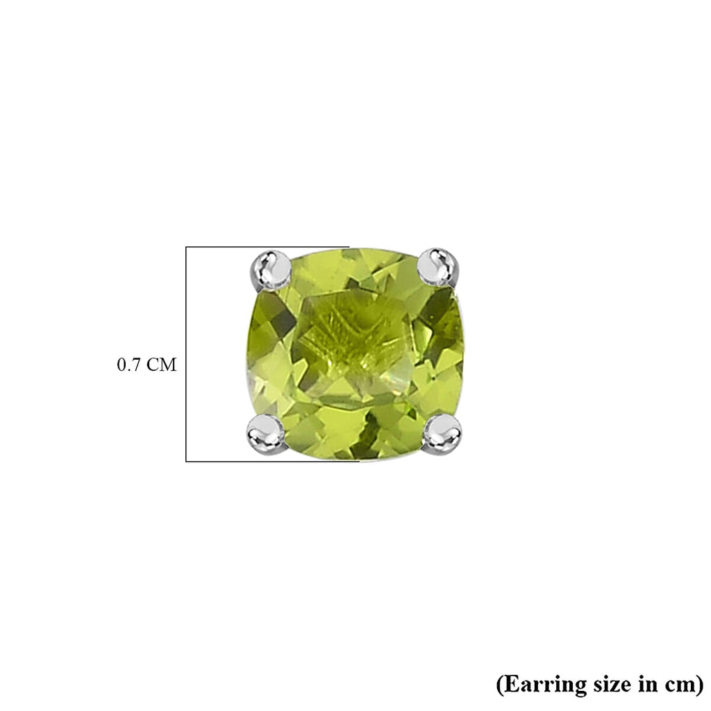 Natural Hebei Peridot Solitaire Earrings in Rhodium Overlay Sterling Silver 3.10 Ct.