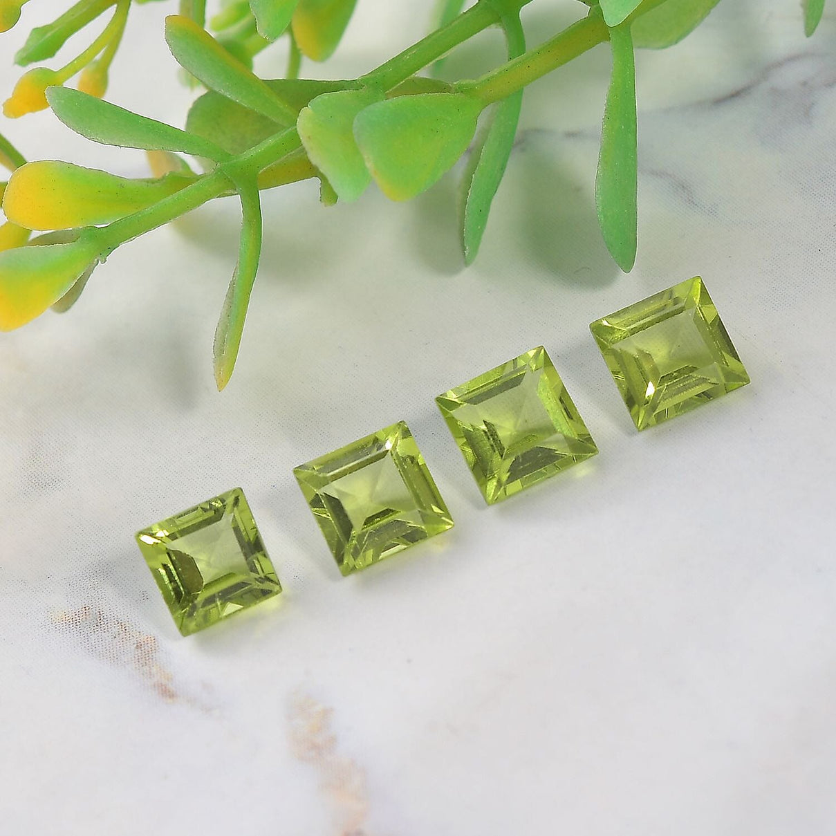 Set of 4 A Peridot Loose Gemstones in Square Shape (6mm) 3.65 ct. 8025934 1
