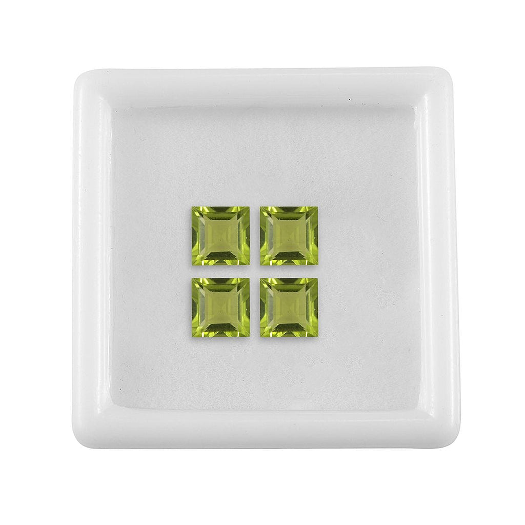Peridot Square Shape Gemstones 3.65 Ct