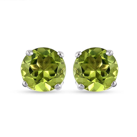 Peridot 2 Stone Push Post Earrings in Platinum Plated Sterling Silver 1.39 ct  1.394  Ct. 3815280 1