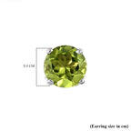 Hebei Peridot Stud Solitaire Earrings with Push Back in Platinum Overlay Sterling Silver 1.77 Ct.