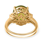 Peridot & Diamond Ring in 18K YG Vermeil Sterling Silver