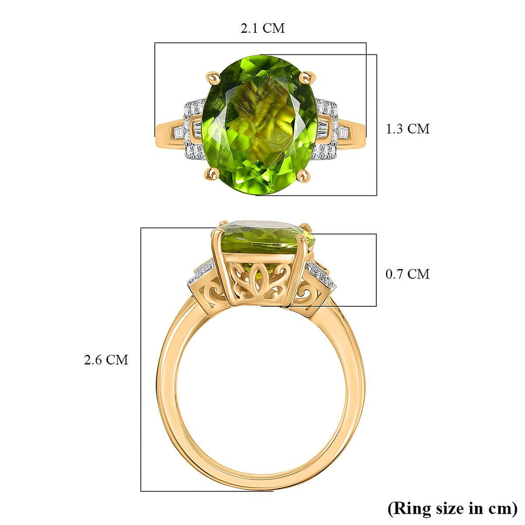 Peridot & Diamond Ring in 18K YG Vermeil Sterling Silver