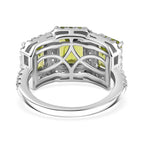 Hebei Peridot & Natural Zircon Stone Ring in Platinum Overlay Sterling Silver 4.35 Ct