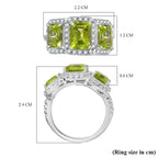 Hebei Peridot & Natural Zircon Stone Ring in Platinum Overlay Sterling Silver 4.35 Ct