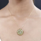GP - Hebei Peridot & Natural Zircon Tree Pendant with Chain (Size 20) in Platinum Overlay Sterling Silver, Silver Wt. 8.91 Gms