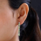 Hebei Peridot and Natural Zircon Dangle Earrings in Platinum Overlay Sterling Silver 3.51 Ct