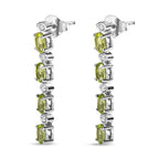 Hebei Peridot and Natural Zircon Dangle Earrings in Platinum Overlay Sterling Silver 3.51 Ct