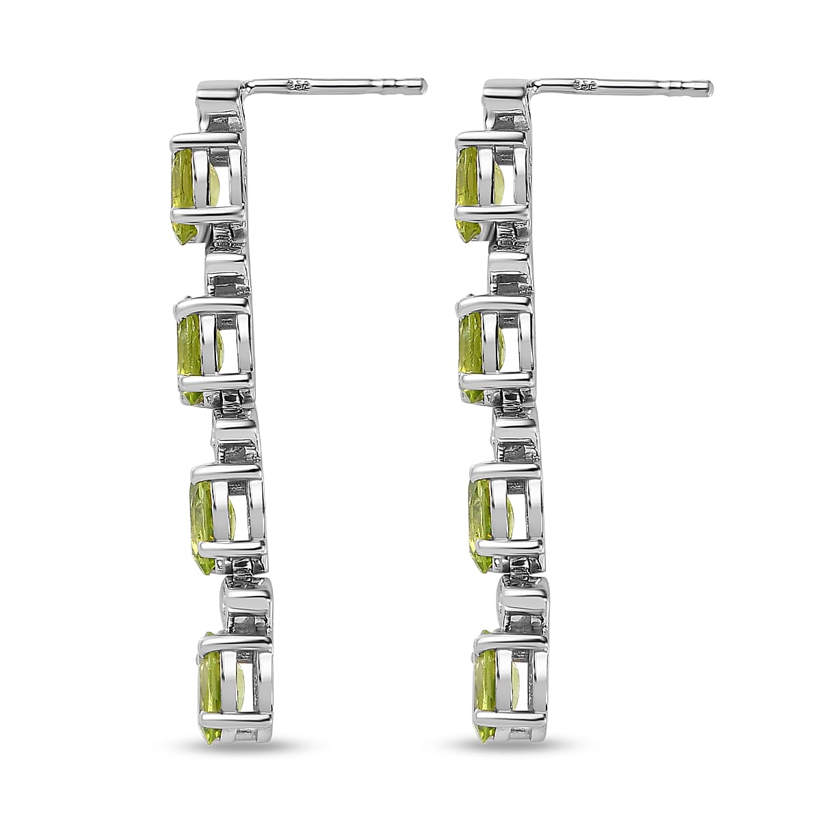 Hebei Peridot and Natural Zircon Dangle Earrings in Platinum Overlay Sterling Silver 3.51 Ct 7580024 4