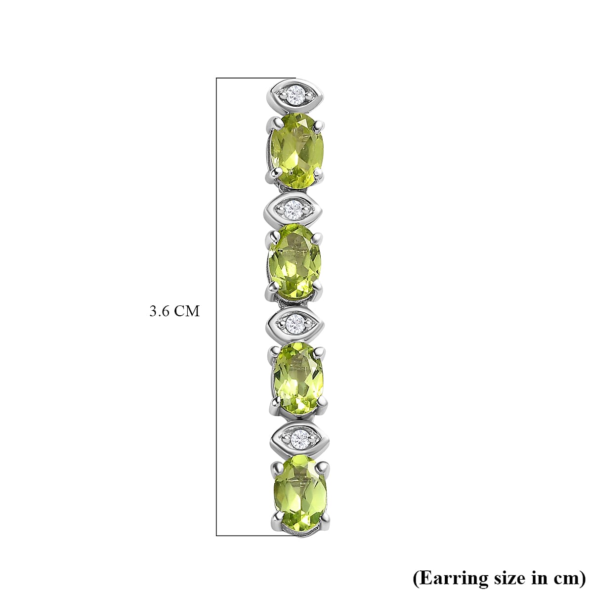 Hebei Peridot and Natural Zircon Dangle Earrings in Platinum Overlay Sterling Silver 3.51 Ct 7580024 5