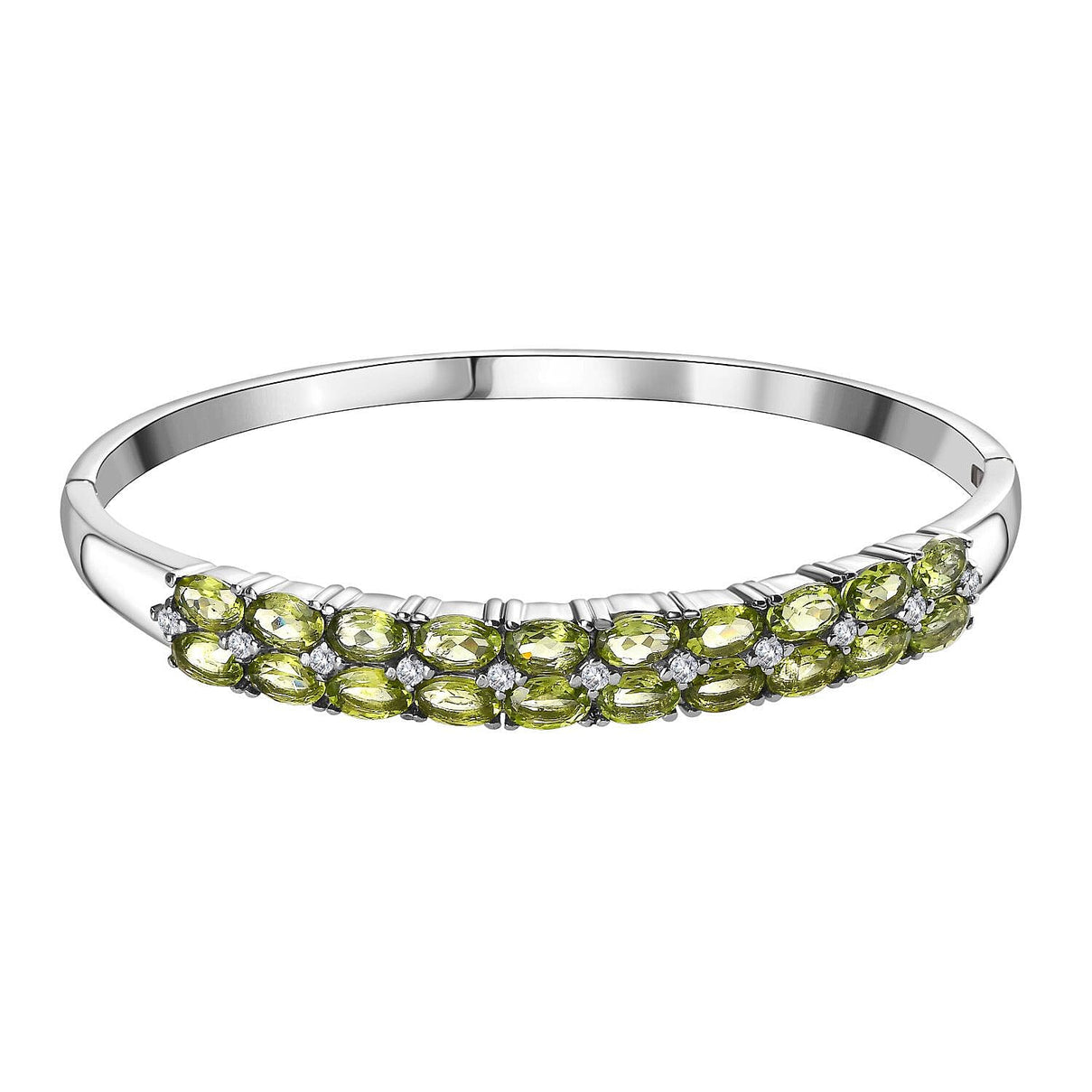 Natural Hebei Peridot and Natural Zircon Bangle (Size - 7.5) 10.75 Ct. 7282977 0
