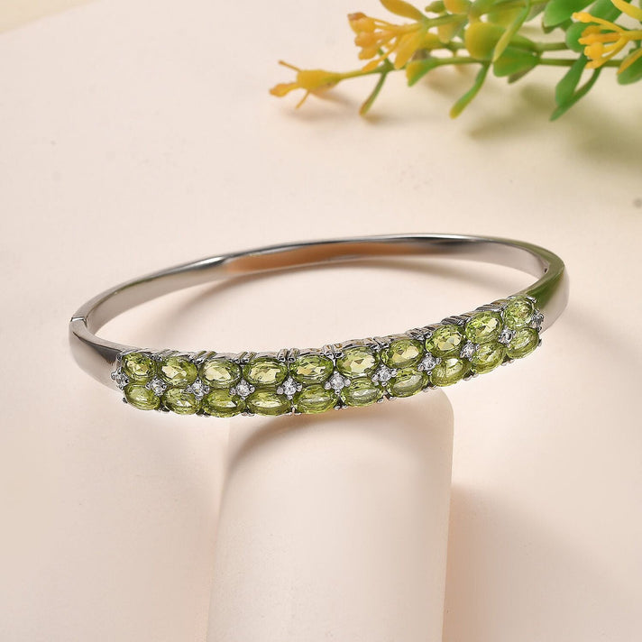 EverTrue Skyblue Topaz &amp; Natural Zircon Bangle (Size - 7.5) 10.97 Ct. 7282983 2