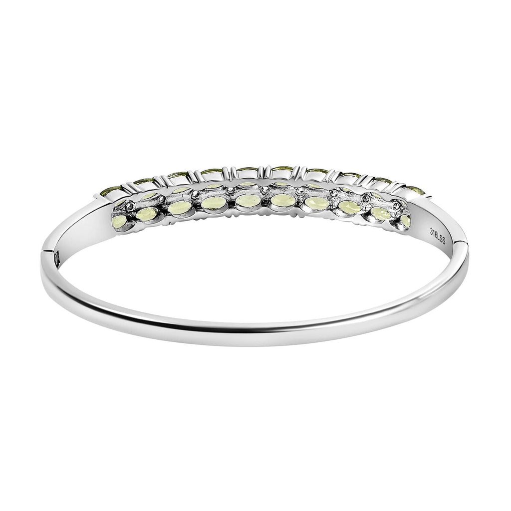 Natural Hebei Peridot and Natural Zircon Bangle (Size - 7.5) 10.75 Ct.