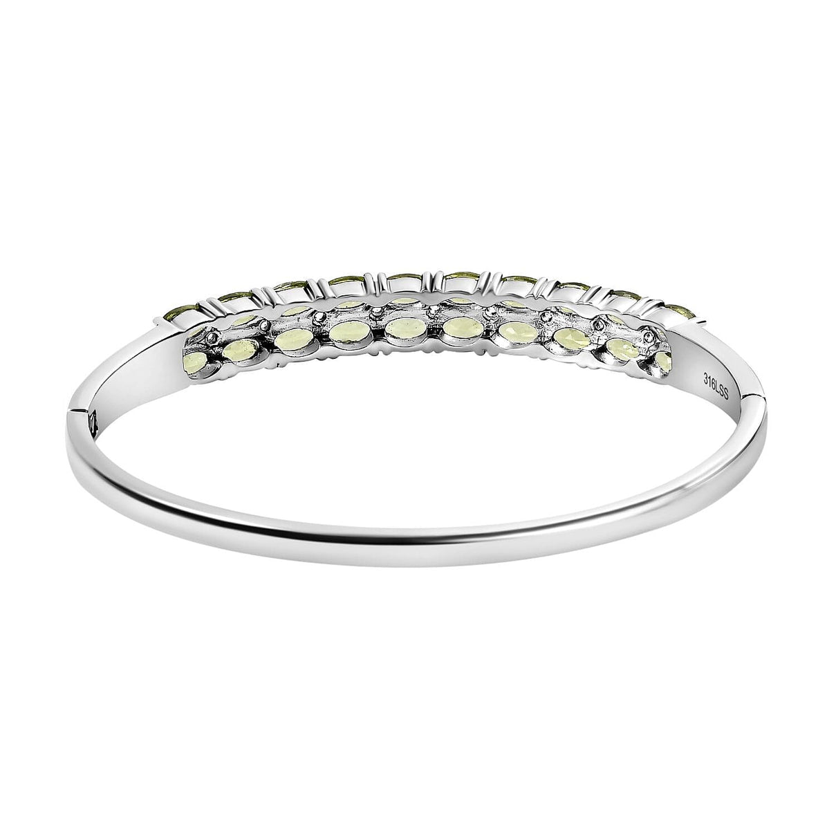 Natural Hebei Peridot and Natural Zircon Bangle (Size - 7.5) 10.75 Ct. 7282977 5