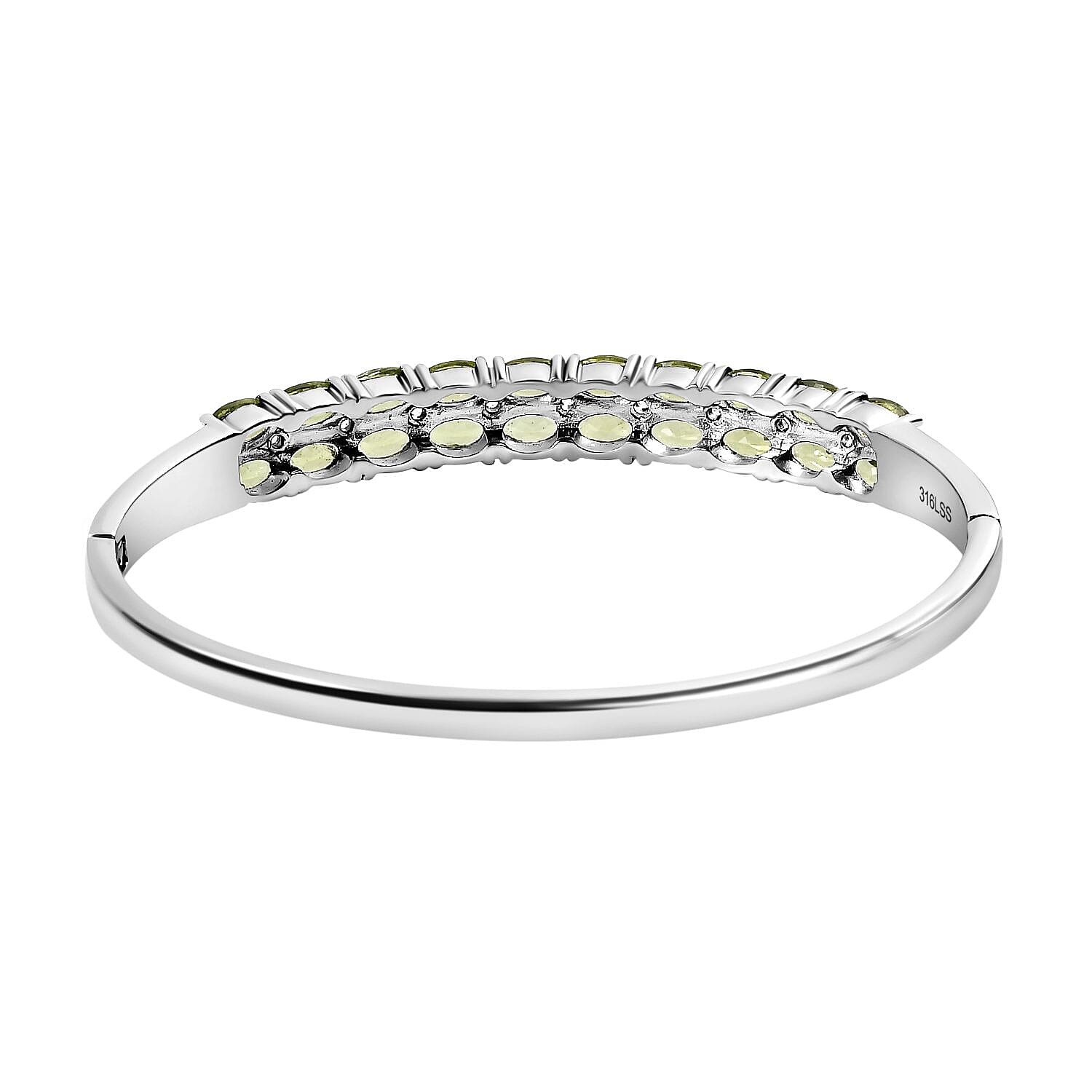 Natural Hebei Peridot and Natural Zircon Bangle (Size - 7.5) 10.75 Ct. 7282977 5