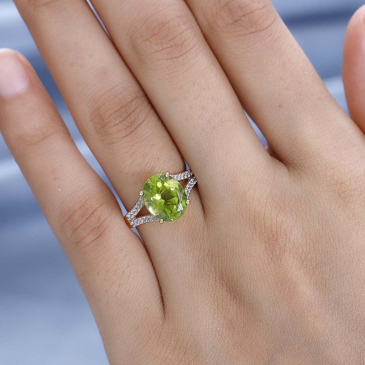 Hebei Peridot and Natural Zircon Stone Ring in 18K Vermeil Yellow Gold Sterling Silver 3.70 Ct. 7565723 3