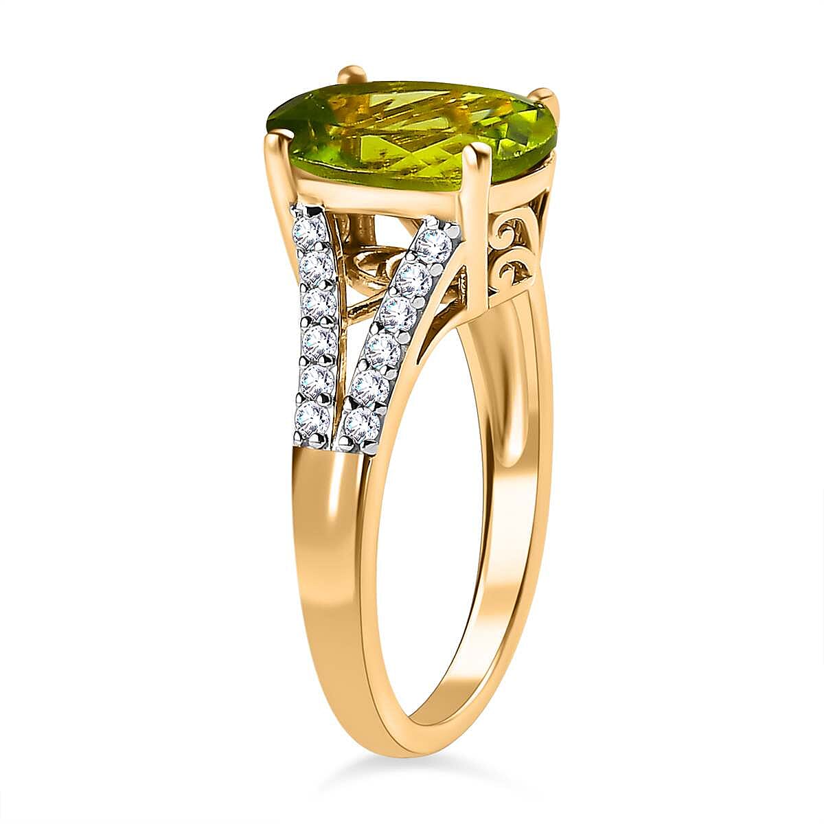 Hebei Peridot and Natural Zircon Stone Ring in 18K Vermeil Yellow Gold Sterling Silver 3.70 Ct. 7565723 4