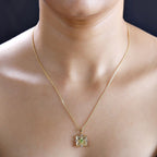 Natural Hebei Peridot & Natural Zircon Pendant with Chain (Size 20) in 18K YG Vermeil Plated Sterling Silver, Silver Wt. 5.37 Gms