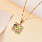 Natural Hebei Peridot & Natural Zircon Pendant with Chain (Size 20) in 18K YG Vermeil Plated Sterling Silver, Silver Wt. 5.37 Gms