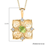 Natural Hebei Peridot & Natural Zircon Pendant with Chain (Size 20) in 18K YG Vermeil Plated Sterling Silver, Silver Wt. 5.37 Gms