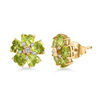 Hebei Peridot and Natural Zircon Stud Earrings in 18K Yellow Gold Vermeil Plated Sterling Silver 4.78 Ct
