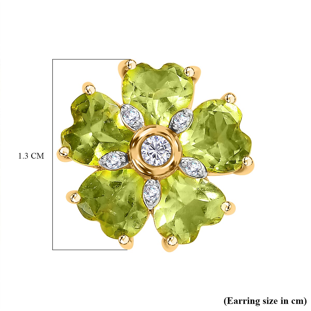 Hebei Peridot and Natural Zircon Stud Earrings in 18K Yellow Gold Vermeil Plated Sterling Silver 4.78 Ct 7580021 5