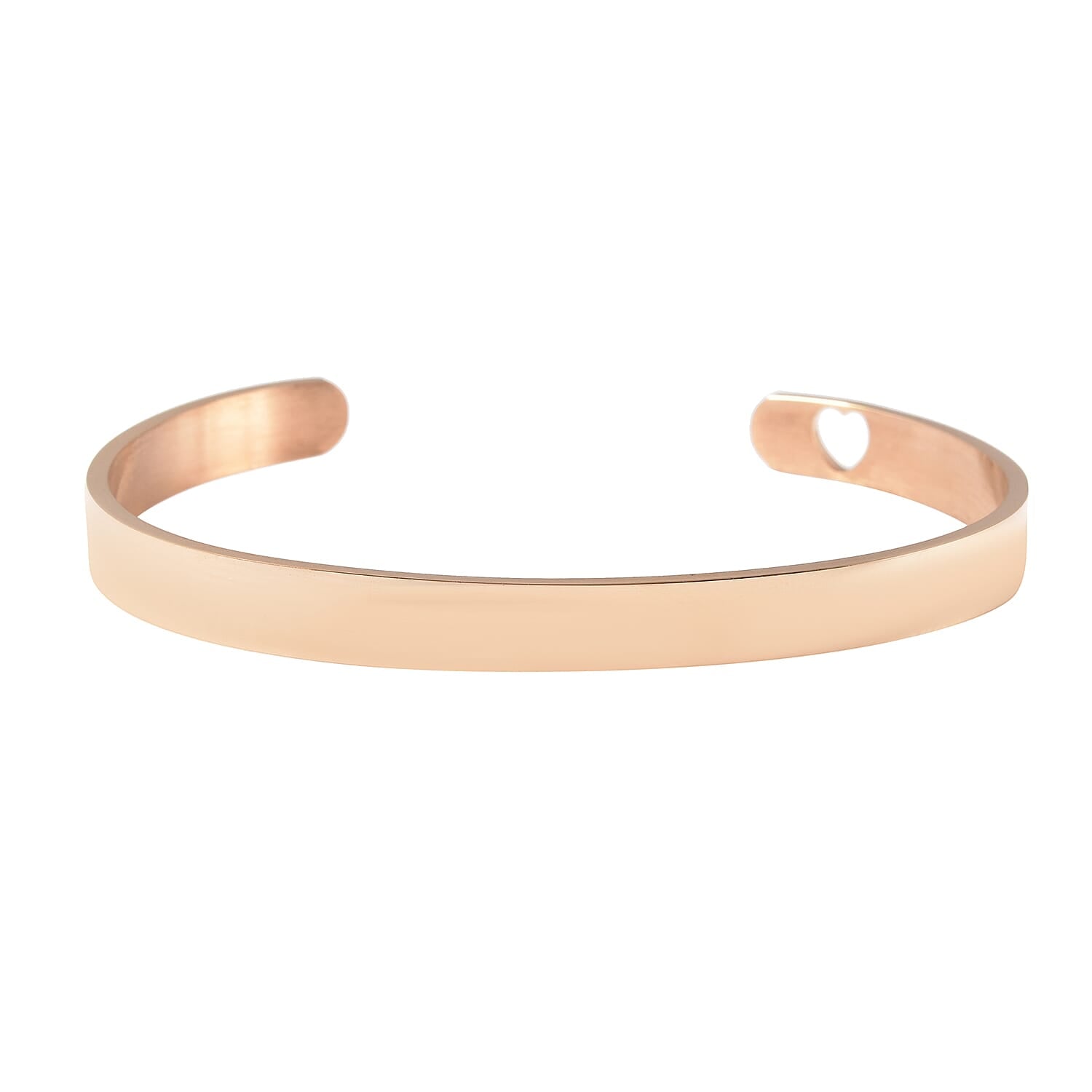 Personalised Carved Heart Cuff Bangle in Rose Gold Tone 6339673 0