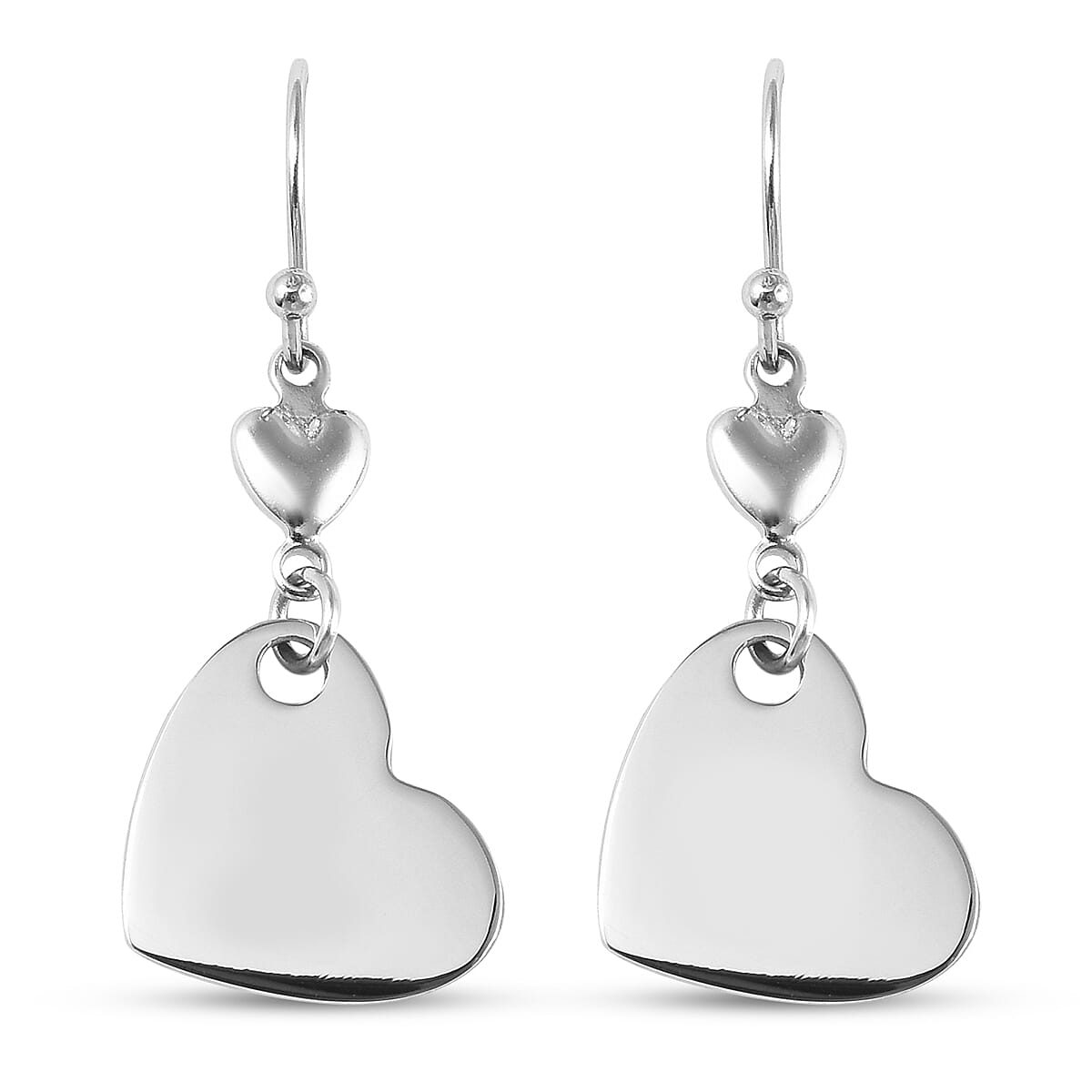 Personalised Heart Hook Earrings in Silver Tone 6339642 0