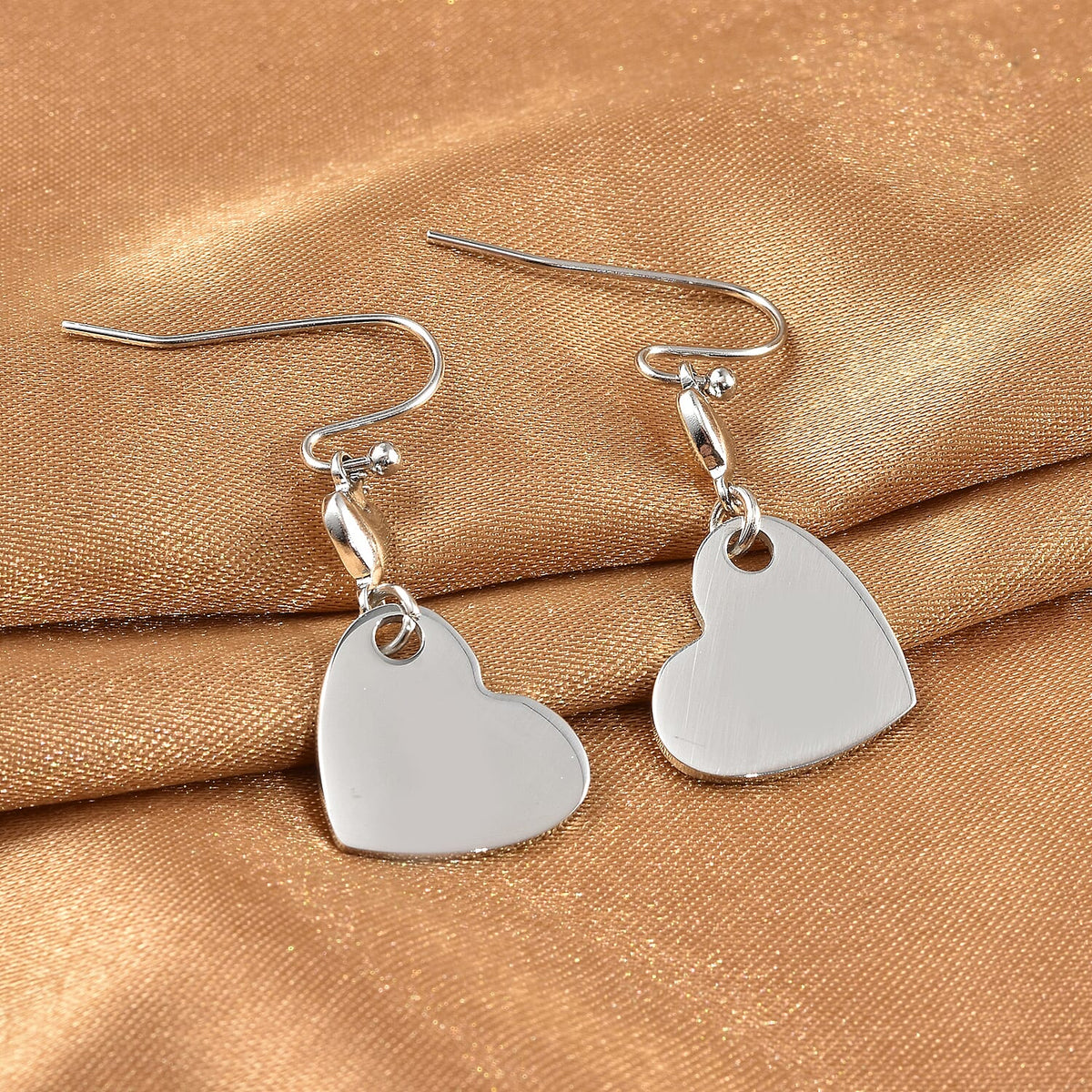 Personalised Heart Hook Earrings in Silver Tone 6339642 1