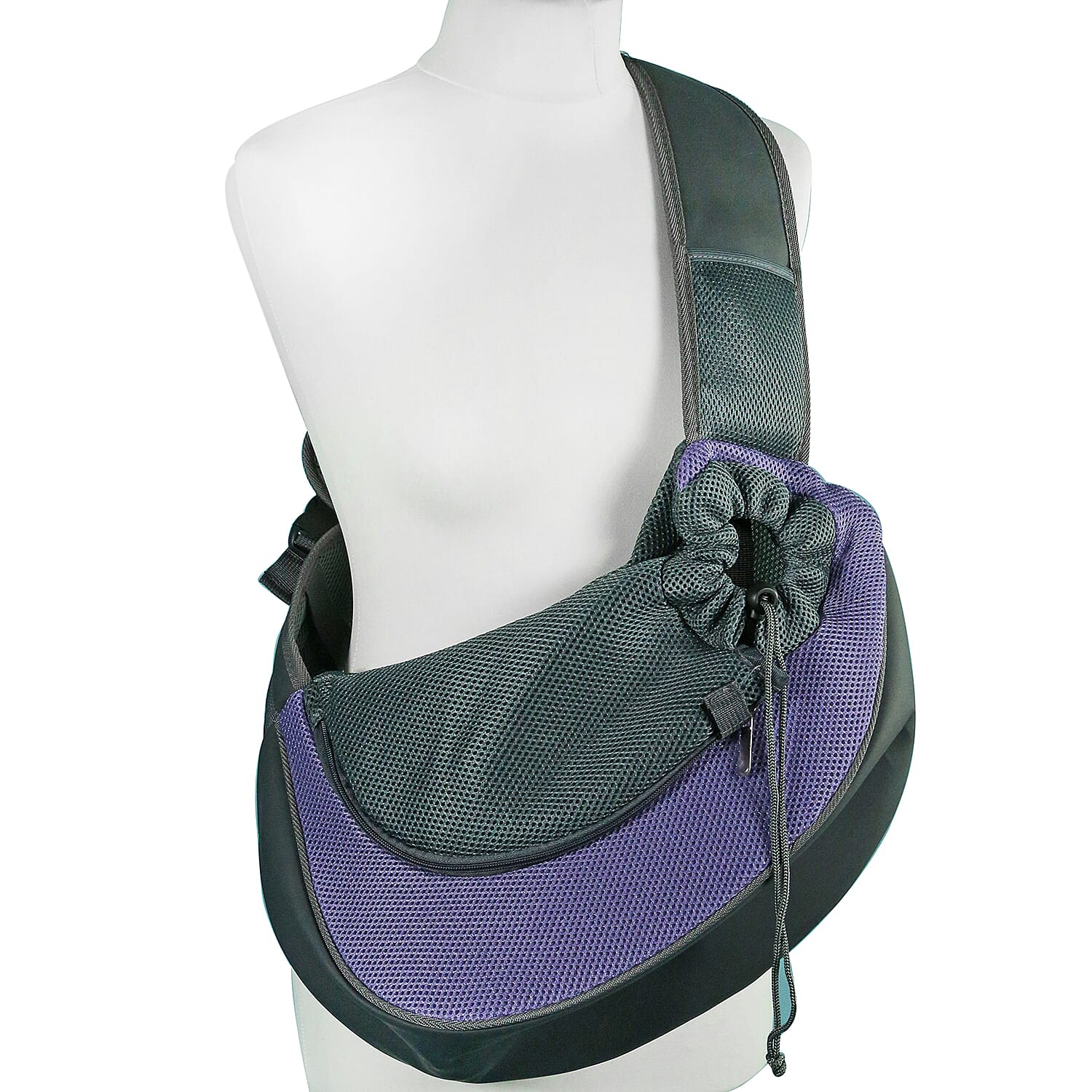 Pet Bag with Shoulder Strap Carrier Shoulder Bag Adjustable Strap Tote Bag with Front Pocket Safety Belt Outdoor Travel Puppy Carrier for Daily Use - Grey and Purple 6003877 0