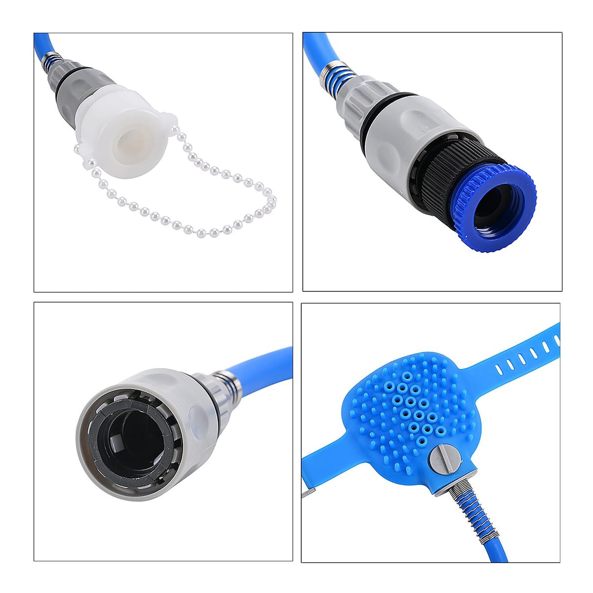 Pet Bathing Massaging Tool with Adjustable Spray Nozzle - Tap or Hose Connections (Size - 220cm) - Blue 7965044 5