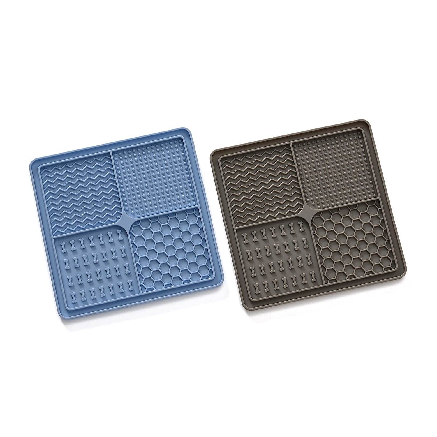 Set of 2 Food-Grade Silicone Licking Mats for Dogs - Blue and Grey 8099985 0
