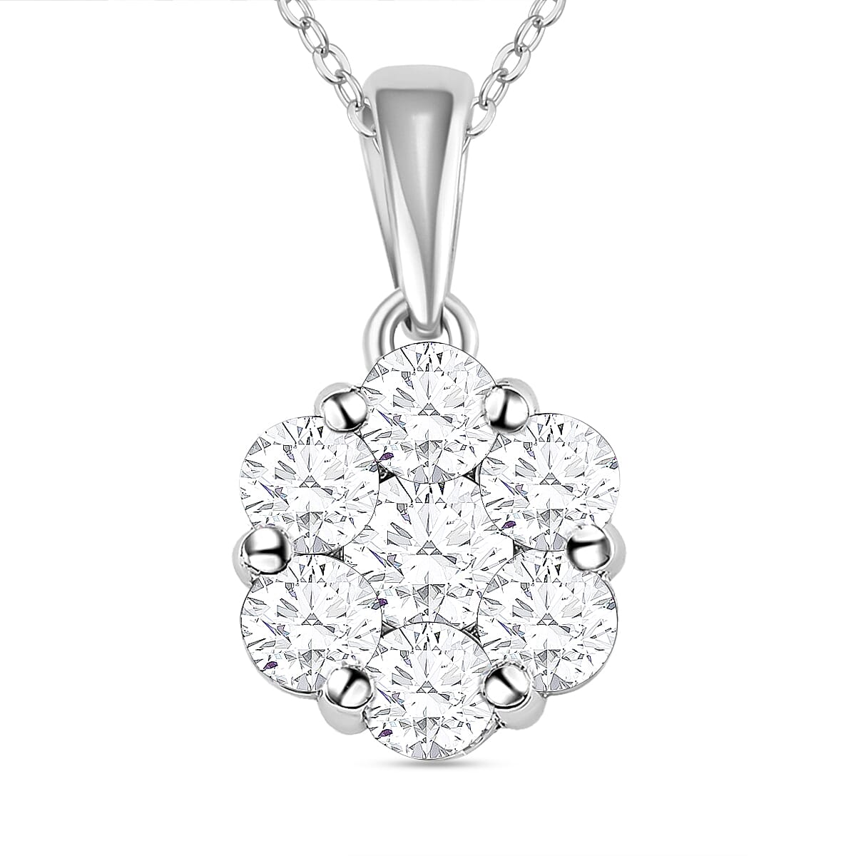 Petalite Platinum Overlay Sterling Silver Cluster Pendant (Size 20) 1.04 Ct 4167397 0