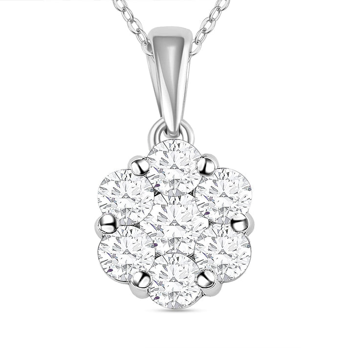 Petalite Platinum Overlay Sterling Silver Cluster Pendant (Size 20) 1.04 Ct 4167397 1