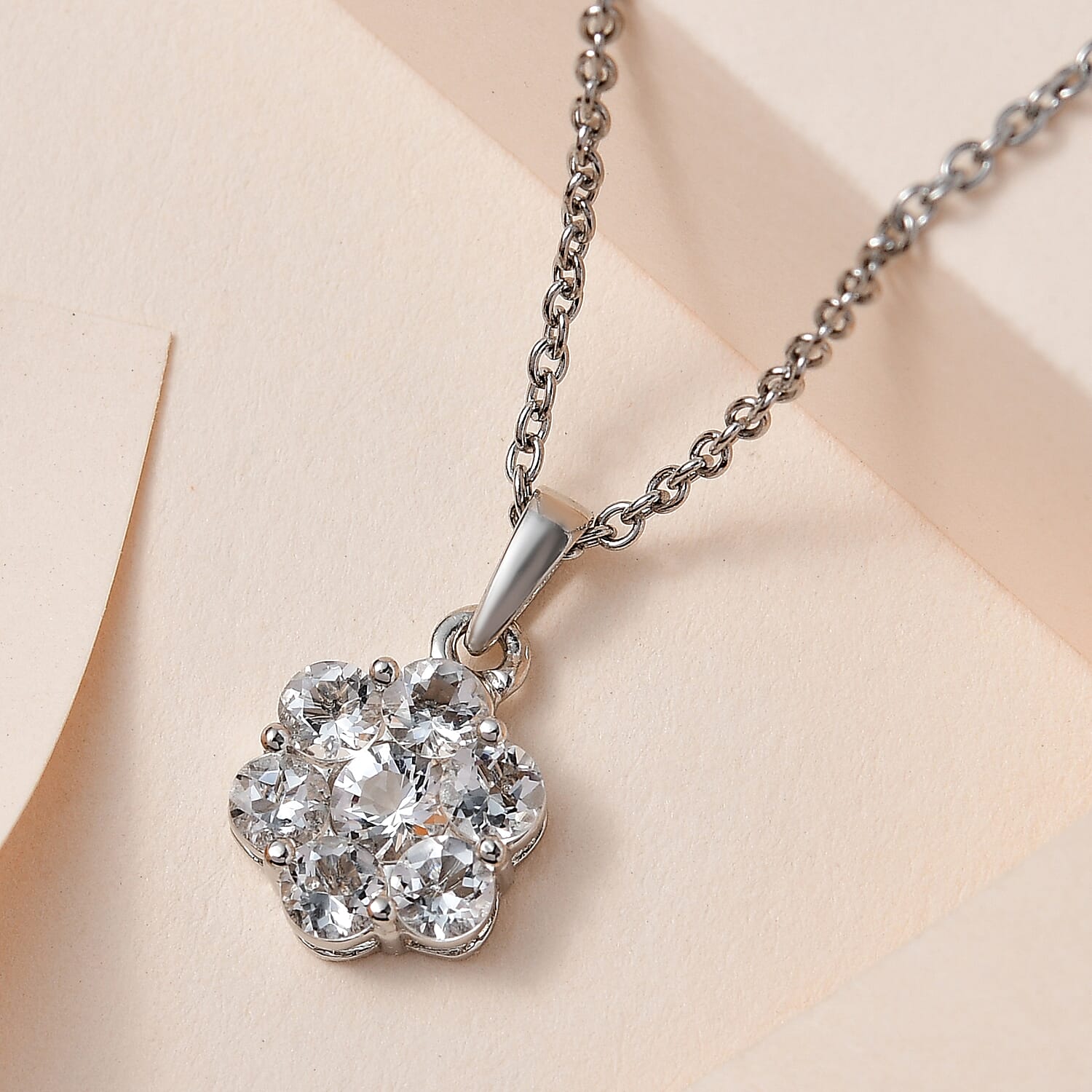 Petalite Platinum Overlay Sterling Silver Cluster Pendant (Size 20) 1.04 Ct 4167397 3
