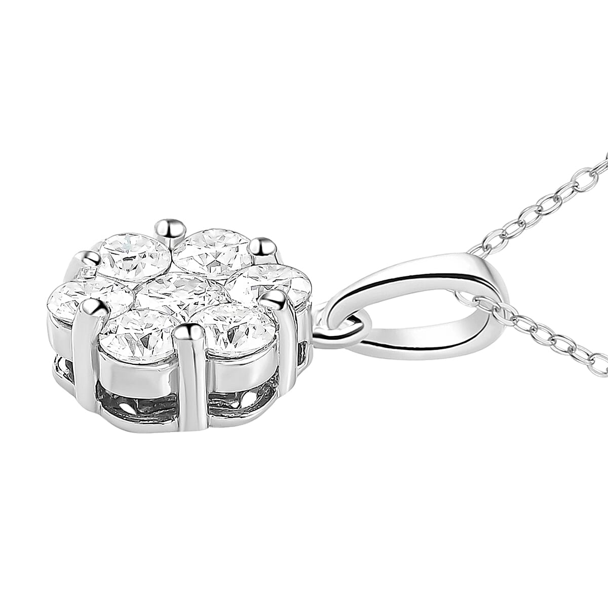 Petalite Platinum Overlay Sterling Silver Cluster Pendant (Size 20) 1.04 Ct 4167397 4